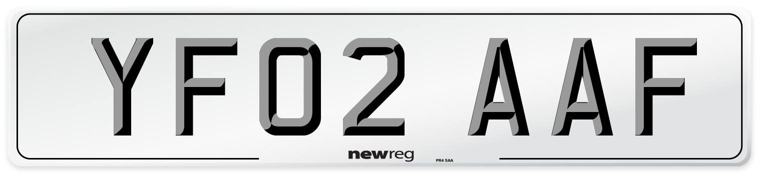 YF02 AAF Number Plate from New Reg